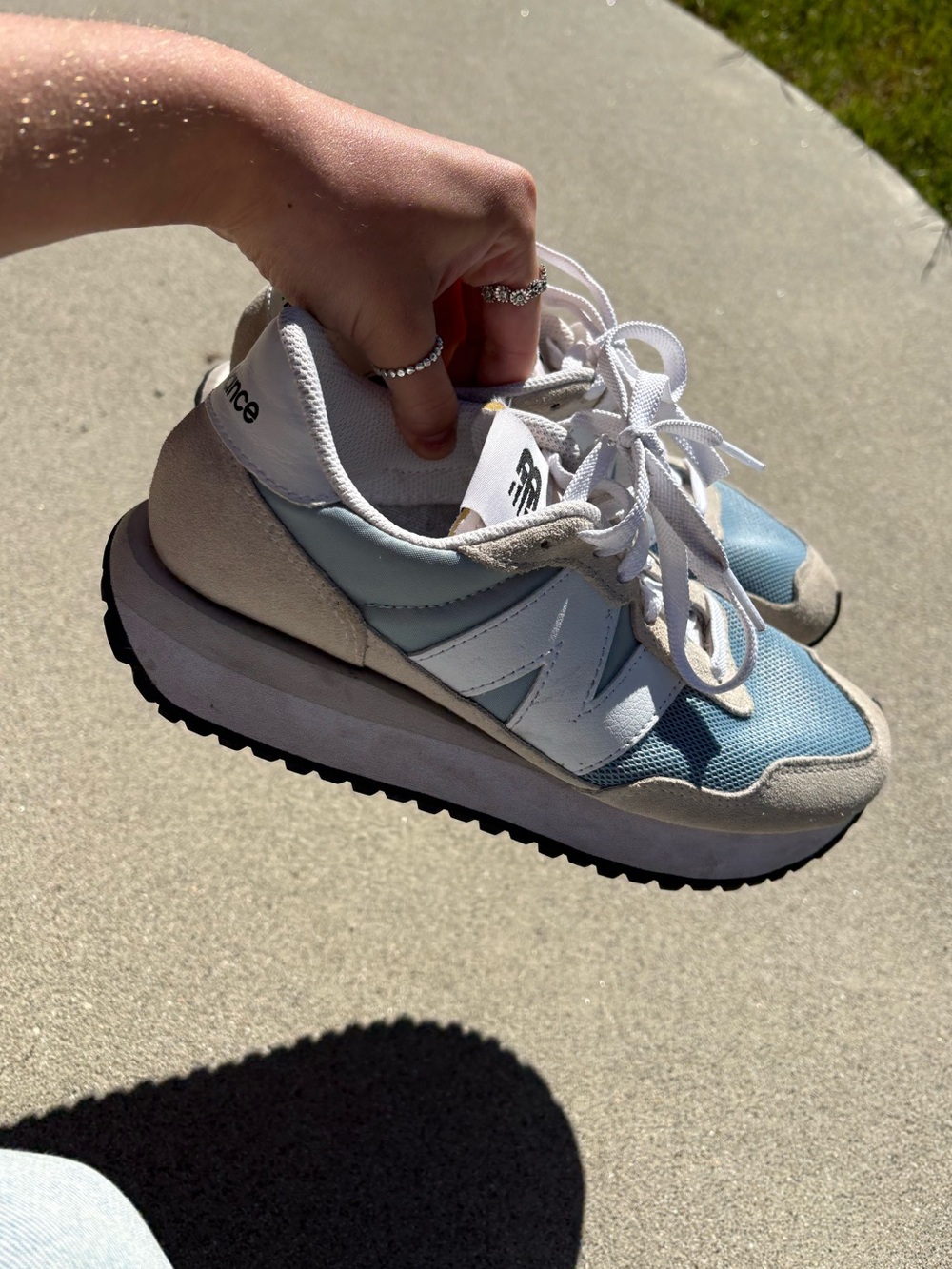New Balance Women’s Blue and White 327-Style Sneakers